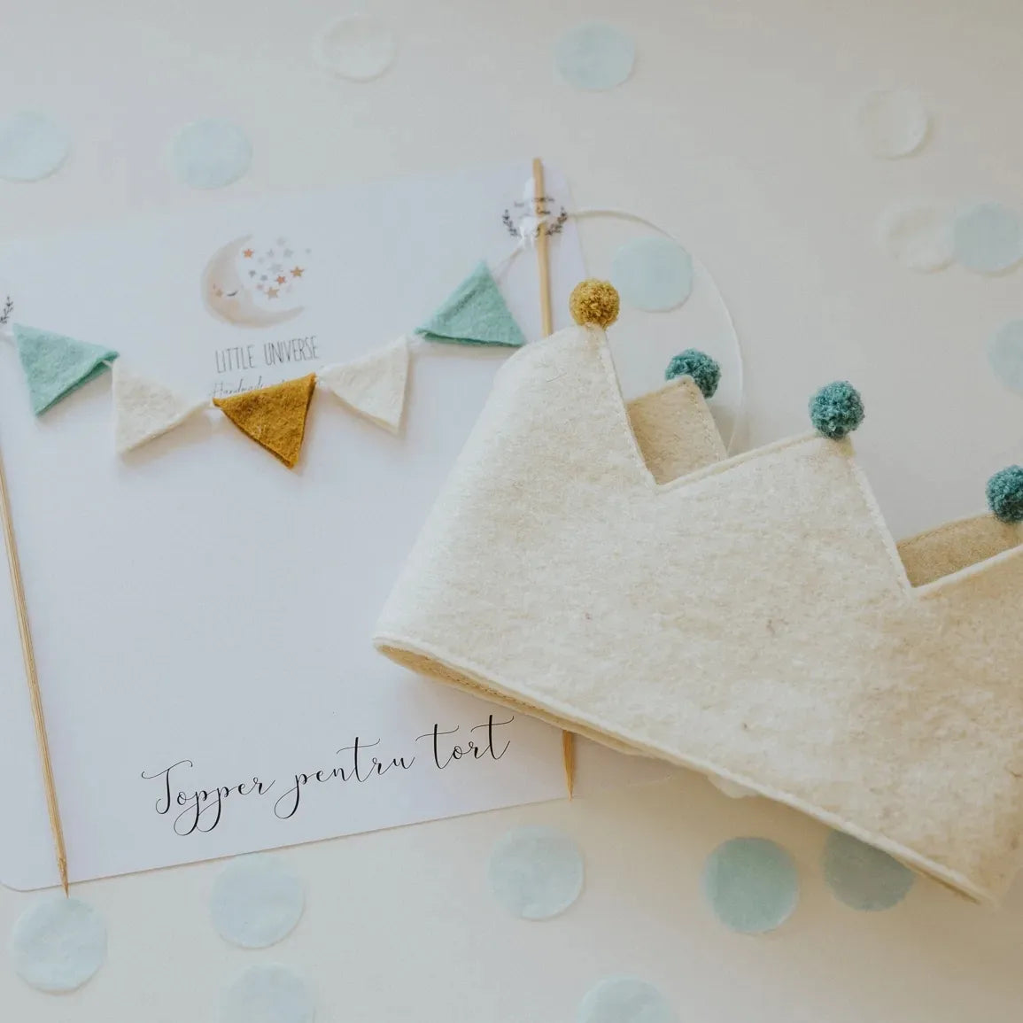 Set coronita + topper, baieti
