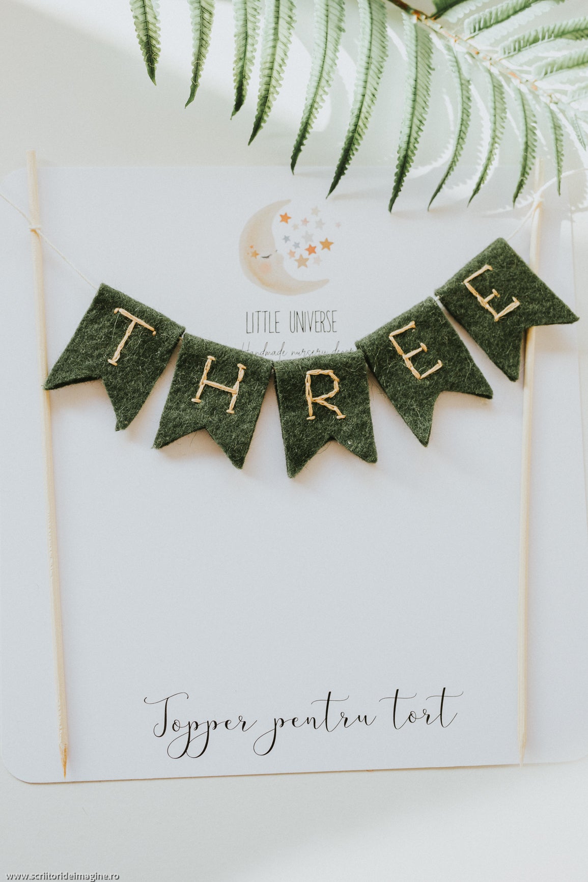 Topper pentru tort "Three ", verde khaki