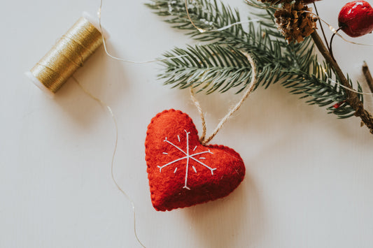 Decoratiune brad- Inimioara rosie
